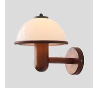 Wooden Mushroom Wall, Walnut Wall Lamp with Hemispherical Acrylic Shade, Bedside Decorative Wall Light, E14 Lighting Fixture, Medieval Wall Lamps for Corridor