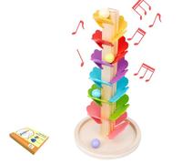 Wooden Music Tree Toy, Music Tree Wooden Marble Run, Colorful Rolling Ball Tower, Interactive Sound Tree Track, for Kid Educational Game (Small)