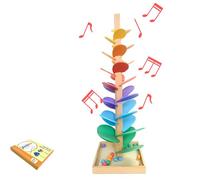 Wooden Music Tree Toy, Music Tree Wooden Marble Run, Colorful Rolling Ball Tower, Interactive Sound Tree Track, for Kid Educational Game (Large)