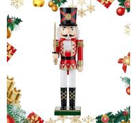 Wooden Nutcracker Decor - Vintage Royal Soldier Figurine, Artistic Christmas Collectible Statue, Elegant Seasonal Display Piece, Nostalgic Hand Painted Christmas Model | Office Mantel Living Room