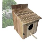 Wooden Outdoor Owl House, Garden Bird Shelter, 6.69x8.66 Inches Hanging Wood Nesting Sanctuary, Backyard Wildlife Habitat Box, Owl Shelter for Details, Outdoor Garden Balcony Patio Usage