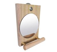 Wooden Parakeet Mirror Cage, Bird Perches with Mirror Parrot Toys, 5.12x3.54x1.77 Inches Easy to Install, Cages Accessories for African Grey, Cockatiel, Finch, Canary and Macaw
