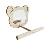 Wooden Parakeet Stand, Bird Mirror Perch, Play Toys Interactive Parakeet Perches For Small Budgies, Macaw, Lovebird Cockatiel, Fun Cage Climbing Playing, 5.91x4.72x3.54 Inches
