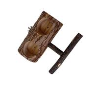 Wooden Parrot Feeding Stand, Double Slot Dishes Food Dispenser, Sturdy Claw Grinding Stand, Bird Feeding Station for Parrots and Small Birds, Indoor Use 5.91x5.51x2.56 Inches