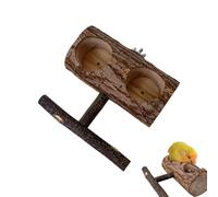 Wooden Parrot Feeding Stand, Sturdy Bird Perch with Alimentador, Double Slot Dishes Food Dispenser Station, Claw Grinding Stand for Interior Use,5,91 x 5,51 x 2,56 pulgadas