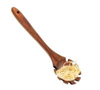 Wooden Pasta Spoon - 32cm Toothed Noodle Strainer | Long Handle Hanging Spaghetti Server, Durable Kitchen Gadget For Cooking & Serving