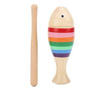 Wooden Percussion Instrument for Youngsters | Maple Fish Toy with Stick | Musical Present for Young Users / Toddlers / Preschoolers | 14.5cm Safe Cartoon Design
