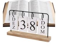 Wooden Perpetual Calendar, Desk Standing Device, Modern Metal Utility, 20 × 10 cm Wooden Base Supply, Compact Household Accessory, Reliable Daily Setup, for Home Office Coffee Shop Study Room