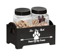 Wooden Pet Food Holder - Airtight Cat Cookie Jar, Dog Food Storage Container, Sturdy Decorative Organizer, Compact Convenient Design | Secure Freshness Seal, Elegant Durablee Build, Home Kitchen