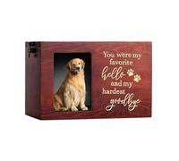 Wooden Pet Urn, Memorial Photo Box, 6.3x4.33x4.33 inches Pets Ash Storage with Compartment, Cremation Box with Secure Closure, Memory Holder for Collar Toys, Memorial Display for Pet Remembrance