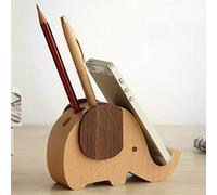 Wooden Phone Stand Elephant Pen Holder Multifunctional Desk Organizer for Office Supplies Pencil Holders