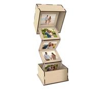 Wooden Photo Box - Personalized Foldable Keepsake, Accordion Display Layout, Natural Timber Material, Compact Storage Case | Use For Family Friends Home Bedroom Study Dorm Bookshelf Bedside