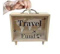 Wooden Piggy Bank Money Saving Box with Clear Window | Reusable Cash Storage Case | Nordiç Design Desktop Organizer | Savings Box for Kids and Adults | Coin Bank Home Office