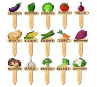 Wooden Plant Markers, Garden Labels, Natural Look Plants Organizer Raised Aid, Reutilizable Nursery Accessories for Seedlings, Vegetable, Raised, Bed 5,91 x 3,15 pulgadas