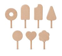 Wooden Popsicles for Crafts, 2026 DIY Craft Unfinished Wooden Popsicle Cutout, Summer Table Sign, Table Centerpieces for Farmhouse Rustic Home Tiered Tray Decor (A,7PCS)