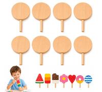 Wooden Popsicles for Crafts, 7 Shapes DIY Unfinished Wooden Ice Cream Cutouts, Blank Beech Wood Painting Craft Kit for Coloring, Summer Decorations (Circle)