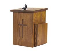 Wooden Prayer Request and Offering Box, Secure Donation Box with Lock | Secure Locking System with Two Keys and Wide Deposit Slot, Convenient Built-In Side Pocket for Cards, Wall-Mountable or