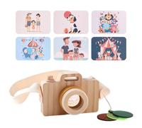Wooden Pretend Camera Toy With Intercambiable Lenses & Wrist Strap | Sparč your child's imaginación with this Woodeņ Toy camera featuring color-changing lenses, cards, and a convenient wrist