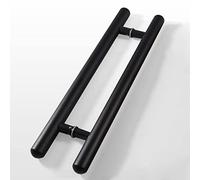 Wooden Push Pull Door Hardware for Inside Outside Gate/Farmhouse Shed Door,Rustic Barn Door Handles, Entry Double Grab Bar Puller with Fitting(Black,Length 150cm(59inch))