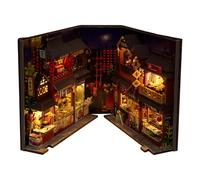Wooden Puzzle Bookend - Creative Pop-Up Book - Book Nook Kits For Adults | Chinese Style Books Nooks with Led Light | Table Decoration Decorative Miniature Books Nook Insert For Kids Adults