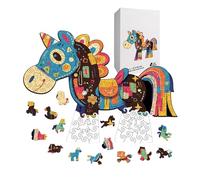 Wooden Puzzle Horse Shape, Educational Jigsaw Activity Set, Fun Learn with Easy Piece, Family Play with Mind Build, Kids Puzzle for Grandparent Family, Wood Jigsaw for Travel Vacation Road Trip