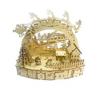 Wooden Puzzles, Christmas Countdown Calendar, Festive Christmas Village Building Kit with Led Light, Holiday Home Decoration Engaging Family Activity for The Festive Season