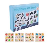 Wooden Puzzles, Educational Animal Fruit Shadow Shape Sorting, Shadow Matching Games, 8,66 x 6,38 x 1,57 pulgadas, Portable, for Preschool Boys, Girls, and Kids