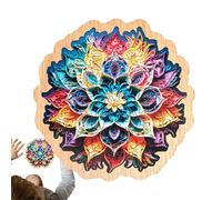 Wooden Puzzles, Flower Shaped Brain Teaser, 74 Piece Colorful Irregular Design, 5.12x5.12 Inches Fun Tabletop Centerpiece, Wooden Jigsaw Puzzle for Birthdays & Holidays