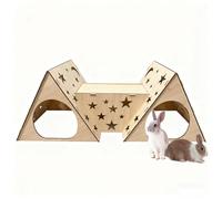 Wooden Rabbit Castle Hideout - Natural Poplar Pet House with Dual Cabins and Tunnel, Four-Season Shelter for Rabbits, Guinea Pigs and Small Animals