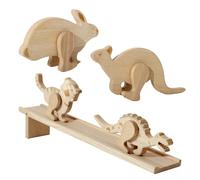 Wooden Ramp Animal Toys,Set of 5 Inertia Walking Downhill Wooden Animals