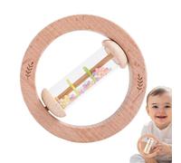 Wooden Rattle - Supports Early Sensory Development | Rain Sound Hand Rattle Toy Educational for Boys Girls, Eye Coordination Game, Lightweight 11.5x11.5x1.5cm