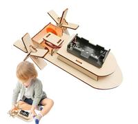 Wooden Remote Control Boat, Wooden Puzzle Craft Kit, Portable Educational Toy Fine Motor Skills, Preschool Learning Activity Game for Boys Girls, 17.5x10.6x6.4cm
