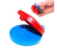 Wooden Rhythm Castanet, Kids Percussion Hand Set, 2.17x2.17 Inch Universal Fit Sound Toy with Smooth Beat System, Natural Wood Music Instrument Design, Spanish Learning Style Tool, Children Music Use