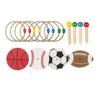 Wooden Ring Toss, Ring Game, Sisal Rope Easy Setup Compact Portable Lightweight Strong Material Sturdy Build, Kids Toss Game for Home Indoor Outdoor Activity, 9.06x5.12x3.15Inches