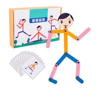 Wooden Robot Toy - Adjustable Sports Wooden Man Puzzle with 24 Learning Cards and 48 Action Travel Pieces | Interactive Educational Toy For Kids 3-8 Years, Boys and Girls, 29x18cm, Stem Dev