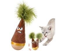 Wooden Rocking Cat Toy - Self-Righting Rolling Toy With Natural Beech Wood Base | Interactive Silent Wobble Teaser For Indoor Cats | Pet Enrichment Reduces Boredom, Encourages Play & Exercise