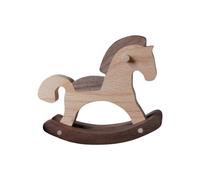 Wooden Rocking Horse Desktop Ornament - Garden Ornaments Outdoor | Woodens Rockings Horse Table Decoration | Miniature Doll House Accessories | Tiny Wooden Rocking Horses Toy | For Home Nursery Office