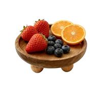 Wooden Round Decorative Tray - Organizer Riser for Bathroom, Farmhouse Kitchen, Sink, Vanity, Dressing Table, Perfect for Soap, Perfume, Candle, Sponge, or Home Decor, 5.07x1.73inches