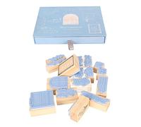 Wooden Rubber Stamp Set Delicate Decorative Wood Stamps for Art Craft Journal Diary Scrapbook Planner Letter Card Making Natural Beech Wood 16 Pieces Christmas Gifts (Type1)