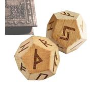 Wooden Runes Set,2PCS Distinctive Carved Wooden Divination Dice