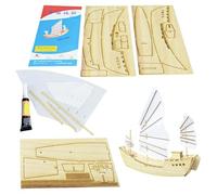 Wooden Sailing Boat Model, Interactive Wooden Boat Model Kits, 12 Inches Assembly Toy with Puzzle Pieces, Construction Toy with Educational Design, Building Set, Boys Girls Teens Adults