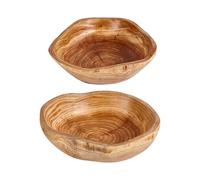Wooden Salad Bowl Set - Rustic & Multi-Functional Home Decor | Hand-Painted Key, Jewelry, Snack Bowls | Ideal for Kitchen, Entryway, Office, Party Serving, Farmhouse Chic Style, Natural Wood Material