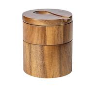Wooden Salt Cellar, Seasoning Storage Bowl, Magnetic Lid with Easy Swivel, Layer with Handy Spoon, 3,54 x 3,54 x 4,13 pulgadas Cooking Tool, Kitchen Dining Tool for Coffee Sugar Pepper Pickling Home