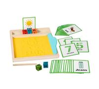 Wooden Sand, Sand Tray Toys, Tactile Learning Motor Skill Letter Tracing Number Practice Shape Drawing Pattern Creation, Word Toys for Home Preschool Kindergarten Classroom 8.7x8.7x0.63inches
