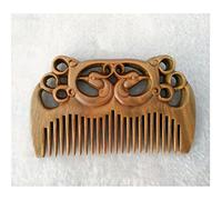 wooden scalp massager, 1 PC Handmade Green Sandalwood Wood Comb Natural Head Massage Hair Brush Hair Care,lotus (Color : Phoenix)