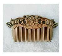 wooden scalp massager, 1 PC Handmade Green Sandalwood Wood Comb Natural Head Massage Hair Brush Hair Care,lotus (Color : Western flowers)