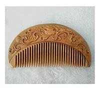 wooden scalp massager, 1 PC Handmade Green Sandalwood Wood Comb Natural Head Massage Hair Brush Hair Care,lotus (Color : Lotus)