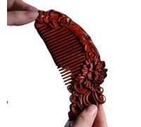 wooden scalp massager, 14cm Chinoiserie Hollow Carved Sandalwood Comb Purple Sandalwood Massage Scalp Comb