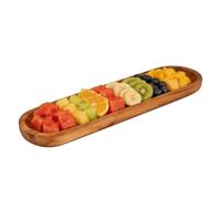 Wooden Serving Platters And Trays - Natural Acacia Wood Serving Trays, Food Servings Tray, Multi-Functional Decorative, Rectangle Servings Platter For Postre Cheese Snack Appetizer Fruits Sushi House