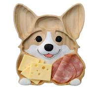 Wooden Serving Tray, Puppy Shaped Cold Dish Plate | Divided Cheese Meat Fruit Snack Platter Rustic Kitchen Gadget Gift For Home Party Hosting Entertaining Christmas Wedding Use For Table Service